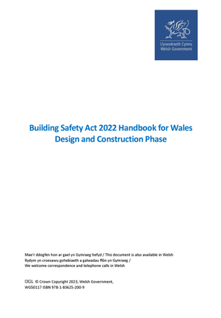 BSA Handbook for Wales Design and Construction Phase